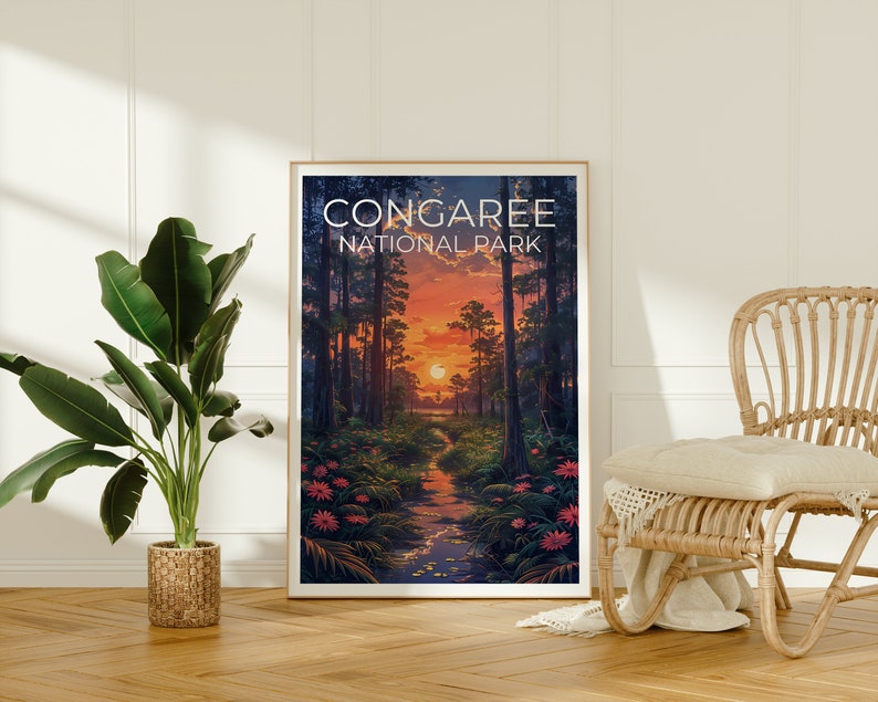 Congaree National Park Travel Poster, South Carolina Poster, Congaree Print, South Carolina Print, Forest Poster, South Carolina Print