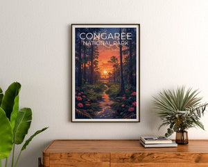 Congaree National Park Travel Poster, South Carolina Poster, Congaree Print, South Carolina Print, Forest Poster, South Carolina Print