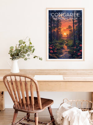 Congaree National Park Travel Poster, South Carolina Poster, Congaree Print, South Carolina Print, Forest Poster, South Carolina Print