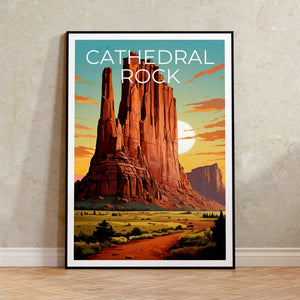 Cathedral Rock Reiseposter, Arizona Wandkunst, Arizona Druck, Cathedral Rock Poster, Arizona Poster, Cathedral Rock Druck, Naturkunst