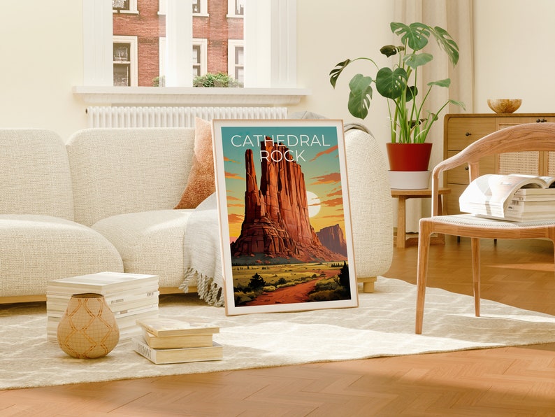Cathedral Rock Reiseposter, Arizona Wandkunst, Arizona Druck, Cathedral Rock Poster, Arizona Poster, Cathedral Rock Druck, Naturkunst