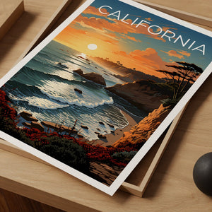 California Travel Poster, Coast Wall Art, Coast Print, California Poster, Coast Poster, California Print, California Art