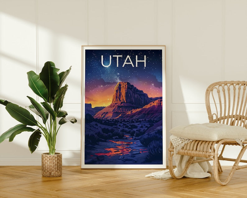 Affiche Utah, Impression Utah, Affiche US, Impression de voyage Utah, Affiche de voyage Utah, Cadeau de randonnée, Cadeau de voyage Utah