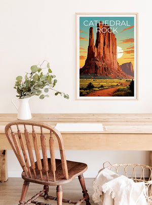 Cathedral Rock Reiseposter, Arizona Wandkunst, Arizona Druck, Cathedral Rock Poster, Arizona Poster, Cathedral Rock Druck, Naturkunst