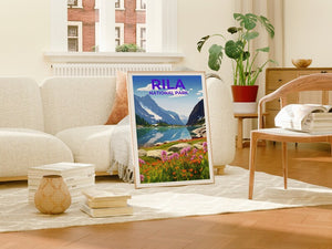 Affiche de voyage du parc national de Rila, art bulgare, impression bulgare, affiche du parc national de Rila, affiche Rila, affiche nature