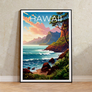 Hawaii Travel Poster, Island Wall Art, Island Print, Hawaii Poster, Island Poster, Nature Poster, Hawaii Art