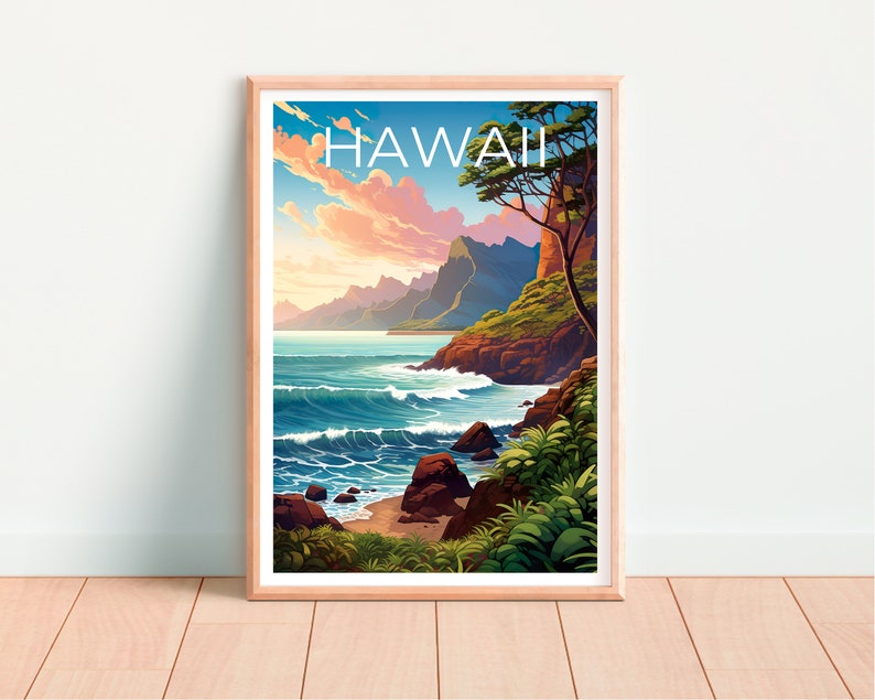 Hawaii Travel Poster, Island Wall Art, Island Print, Hawaii Poster, Island Poster, Nature Poster, Hawaii Art