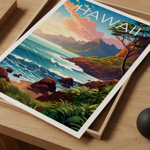 Hawaii Travel Poster, Island Wall Art, Island Print, Hawaii Poster, Island Poster, Nature Poster, Hawaii Art