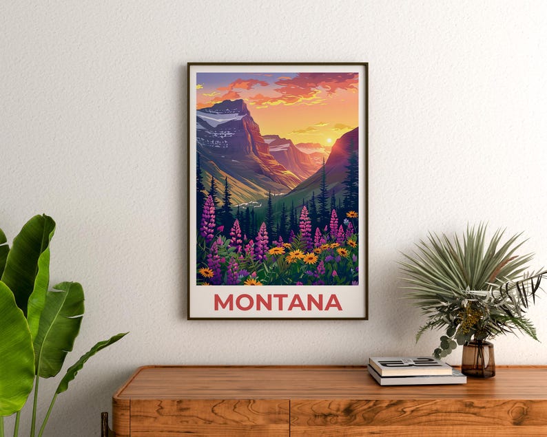 Montana Poster, Montana Print, Mountain Poster, Mountain Print, Montana Travel Poster, Forest Poster, Montana Art