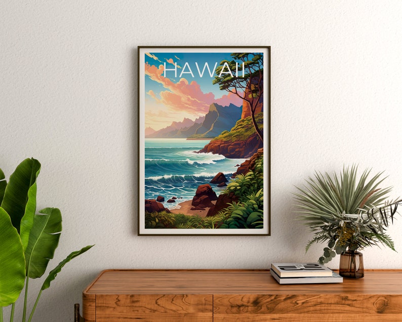 Hawaii Travel Poster, Island Wall Art, Island Print, Hawaii Poster, Island Poster, Nature Poster, Hawaii Art