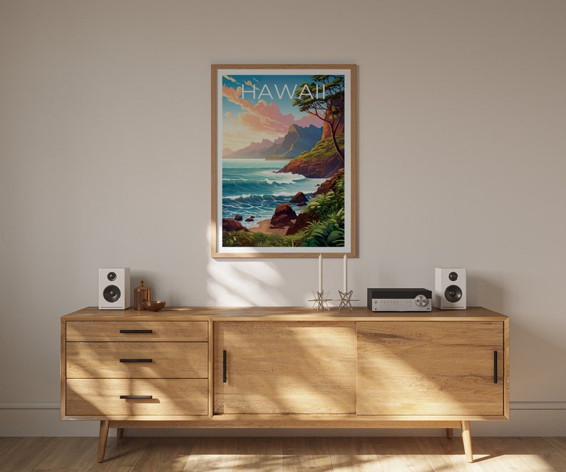 Hawaii Travel Poster, Island Wall Art, Island Print, Hawaii Poster, Island Poster, Nature Poster, Hawaii Art