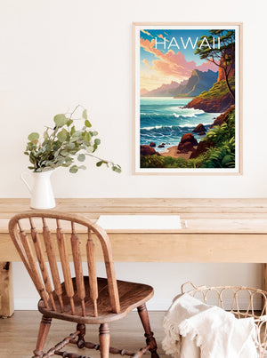 Hawaii Travel Poster, Island Wall Art, Island Print, Hawaii Poster, Island Poster, Nature Poster, Hawaii Art