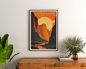 Affiche de voyage Yosemite, art mural de Californie, impression de Californie, affiche Yosemite, affiche de Californie, affiche nature, art Yosemite