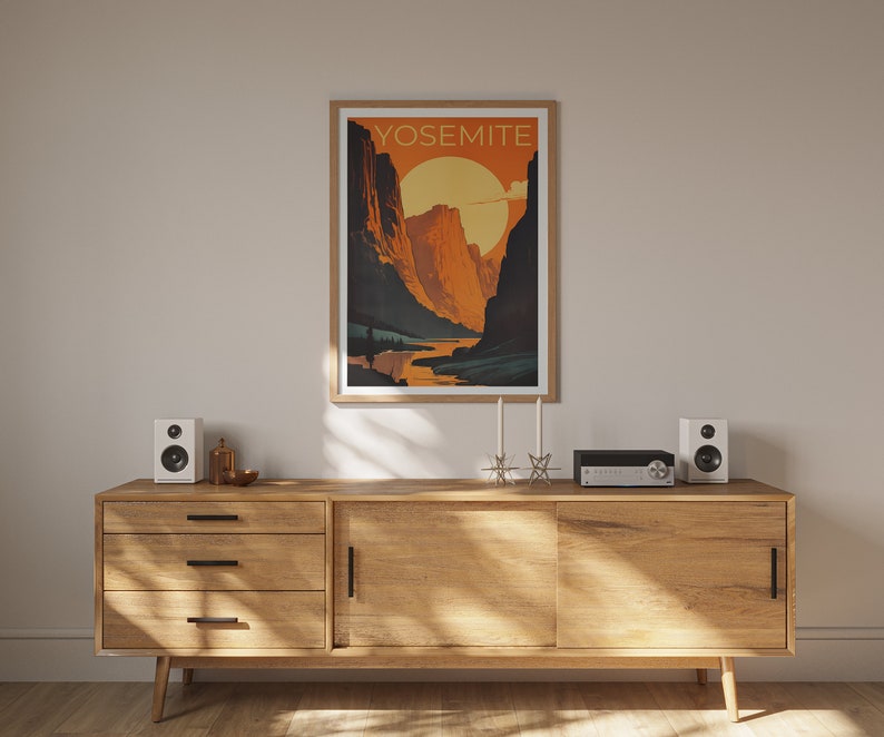 Affiche de voyage Yosemite, art mural de Californie, impression de Californie, affiche Yosemite, affiche de Californie, affiche nature, art Yosemite