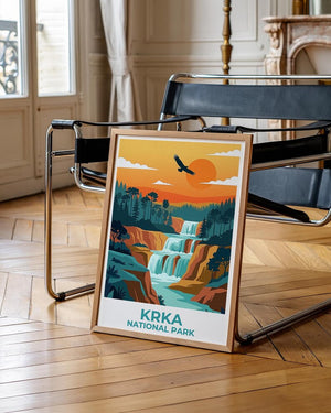 Krka National Park Poster,  Croatia Nature Wall Art, Cascading Waterfalls Print