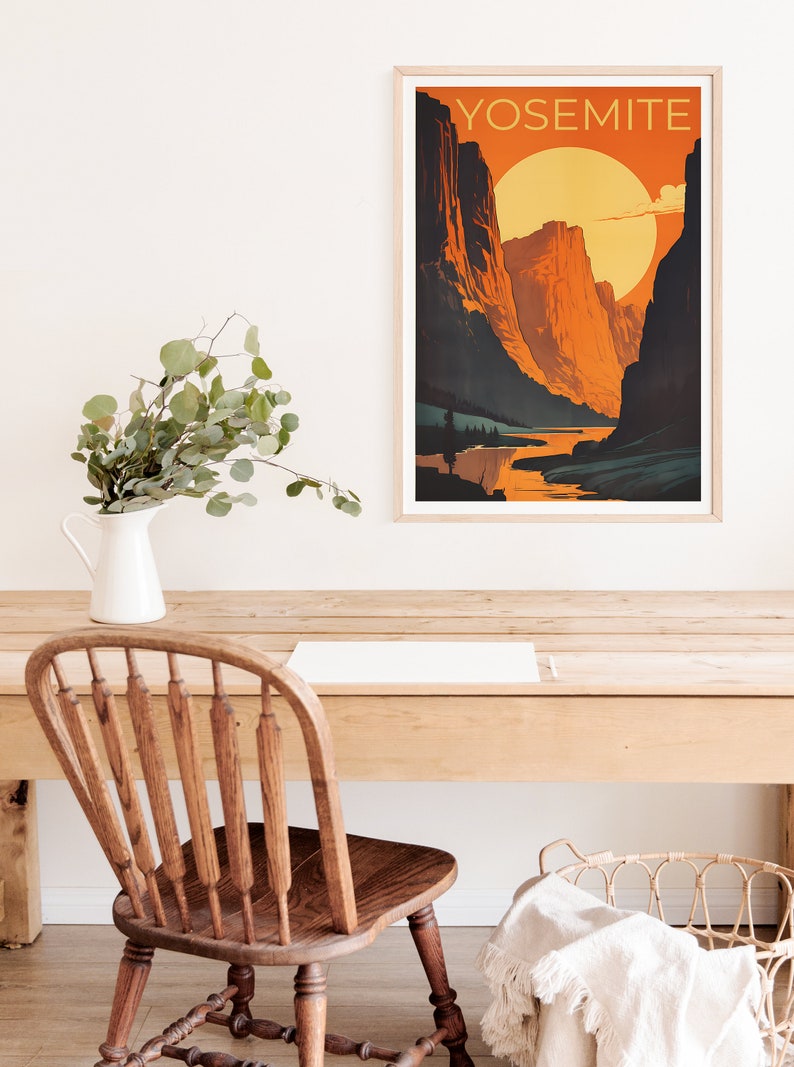 Affiche de voyage Yosemite, art mural de Californie, impression de Californie, affiche Yosemite, affiche de Californie, affiche nature, art Yosemite