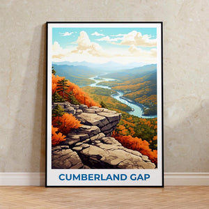 Cumberland Gap Travel Print, Virginia Poster, Mountains Wall Art, Forest Illustration, Cumberland Gap Poster, Home Decor, Birthday Gift