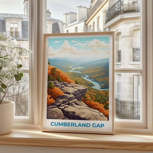Cumberland Gap Travel Print, Virginia Poster, Mountains Wall Art, Forest Illustration, Cumberland Gap Poster, Home Decor, Birthday Gift