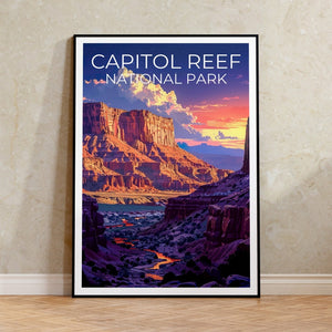 Affiche du parc national de Capitol Reef, affiche de l'Utah, art de l'Utah, impression de Capitol Reef, affiche de randonnée, impression de l'Utah, affiche de randonnée