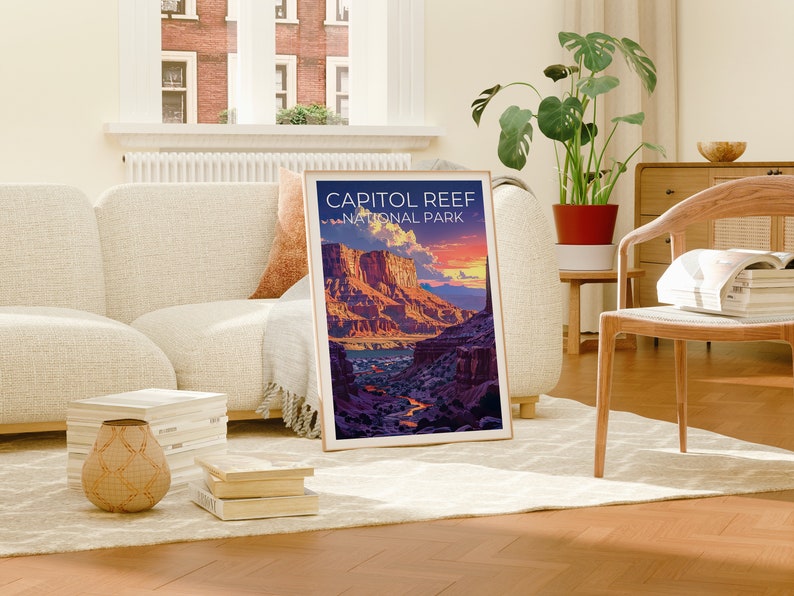 Affiche du parc national de Capitol Reef, affiche de l'Utah, art de l'Utah, impression de Capitol Reef, affiche de randonnée, impression de l'Utah, affiche de randonnée