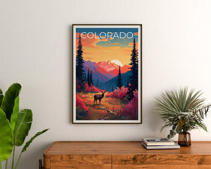 Colorado Poster, Colorado Print, Deer Poster, Rockies Print, Colorado Travel Poster, Deer Art, Colorado Art