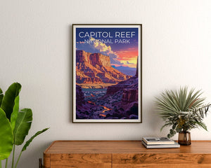 Affiche du parc national de Capitol Reef, affiche de l'Utah, art de l'Utah, impression de Capitol Reef, affiche de randonnée, impression de l'Utah, affiche de randonnée