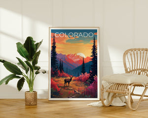 Colorado Poster, Colorado Print, Deer Poster, Rockies Print, Colorado Travel Poster, Deer Art, Colorado Art