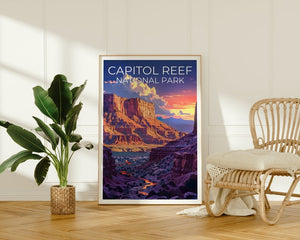 Affiche du parc national de Capitol Reef, affiche de l'Utah, art de l'Utah, impression de Capitol Reef, affiche de randonnée, impression de l'Utah, affiche de randonnée