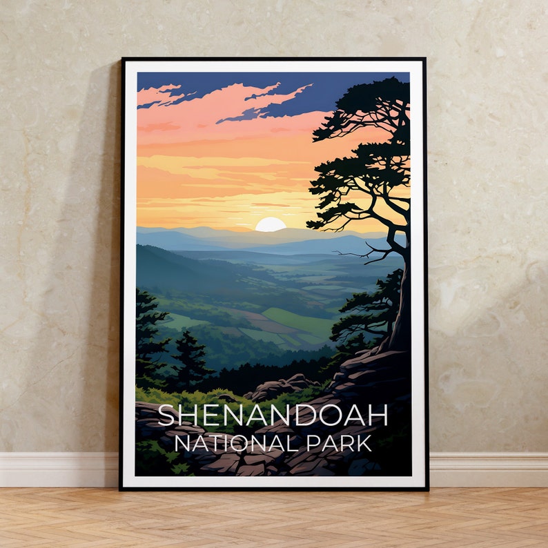 Affiche de voyage de Shenandoah, art mural de Virginie, impression de Virginie, affiche de Shenandoah, affiche de Virginie, affiche de nature, art de Shenandoah