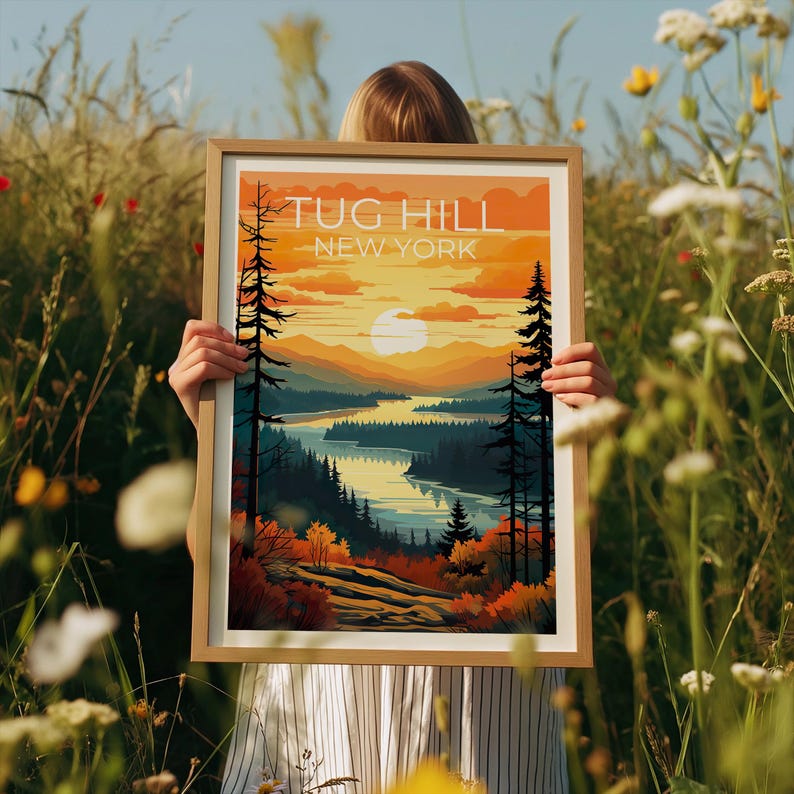 Tug Hill Plateau Travel Print New York Poster Nature Wall Art Forest Illustration Tug Hill Poster Home Decor Birthday Gift