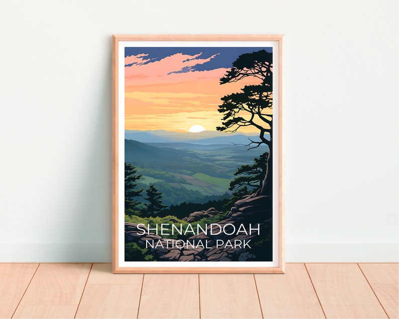 Affiche de voyage de Shenandoah, art mural de Virginie, impression de Virginie, affiche de Shenandoah, affiche de Virginie, affiche de nature, art de Shenandoah