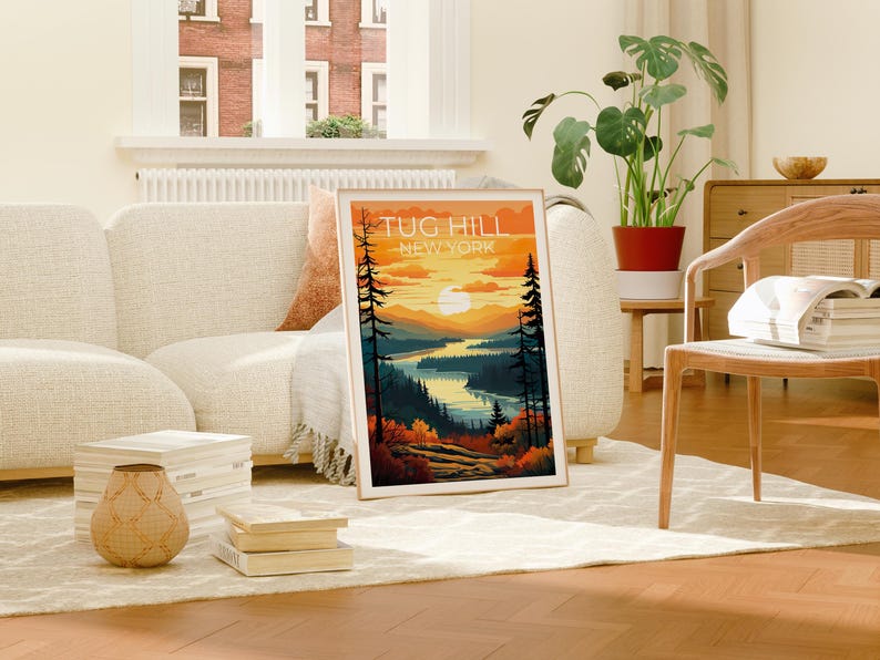 Tug Hill Plateau Travel Print New York Poster Nature Wall Art Forest Illustration Tug Hill Poster Home Decor Birthday Gift