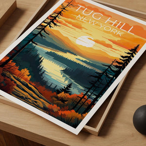 Tug Hill Plateau Travel Print New York Poster Nature Wall Art Forest Illustration Tug Hill Poster Home Decor Birthday Gift