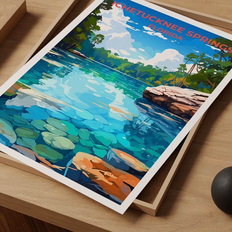 Ichetucknee Springs Travel Poster, Florida Wall Art, Florida Print, Ichetucknee Springs Poster, Nature Poster, Springs Poster
