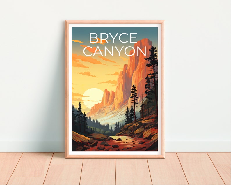 Affiche de voyage de Bryce Canyon, art mural de l'Utah, impression de l'Utah, affiche de Bryce Canyon, affiche de l'Utah, impression de Bryce Canyon, art de Bryce Canyon