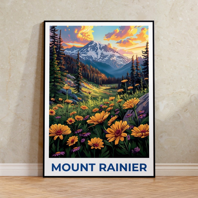 Affiche du mont Rainier, Impression du mont Rainier, Affiche de Washington, Affiche du parc national du mont Rainier, Impression de Washington