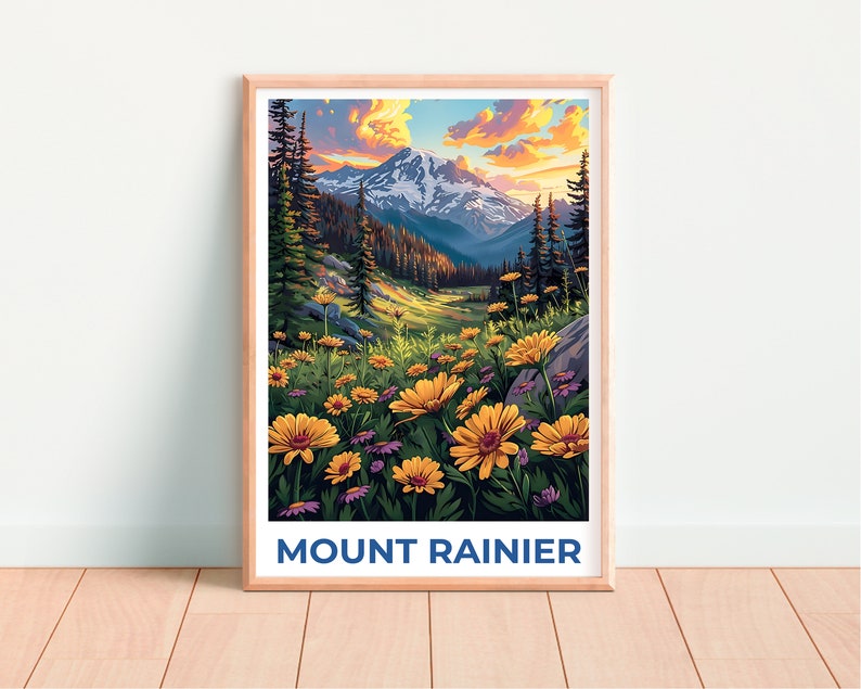 Affiche du mont Rainier, Impression du mont Rainier, Affiche de Washington, Affiche du parc national du mont Rainier, Impression de Washington