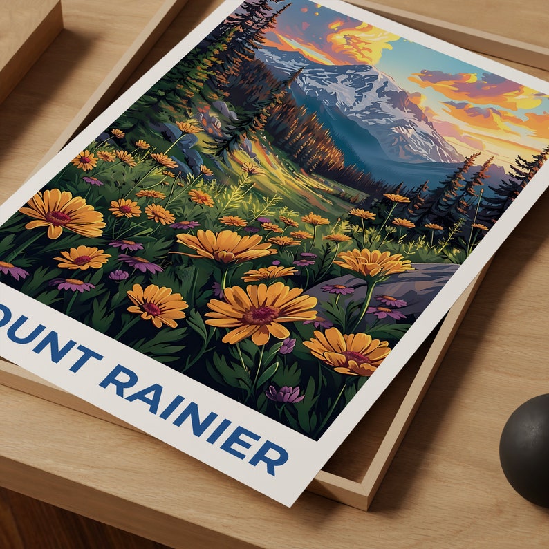 Affiche du mont Rainier, Impression du mont Rainier, Affiche de Washington, Affiche du parc national du mont Rainier, Impression de Washington