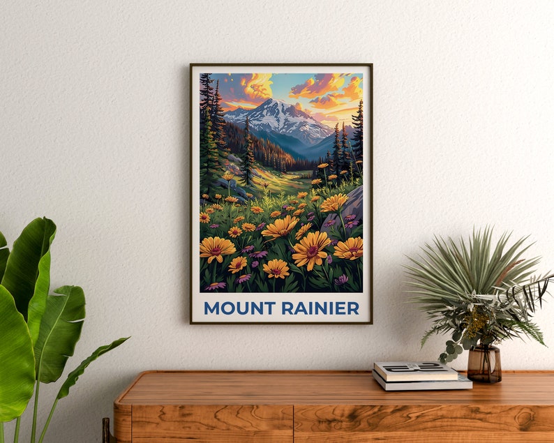 Affiche du mont Rainier, Impression du mont Rainier, Affiche de Washington, Affiche du parc national du mont Rainier, Impression de Washington