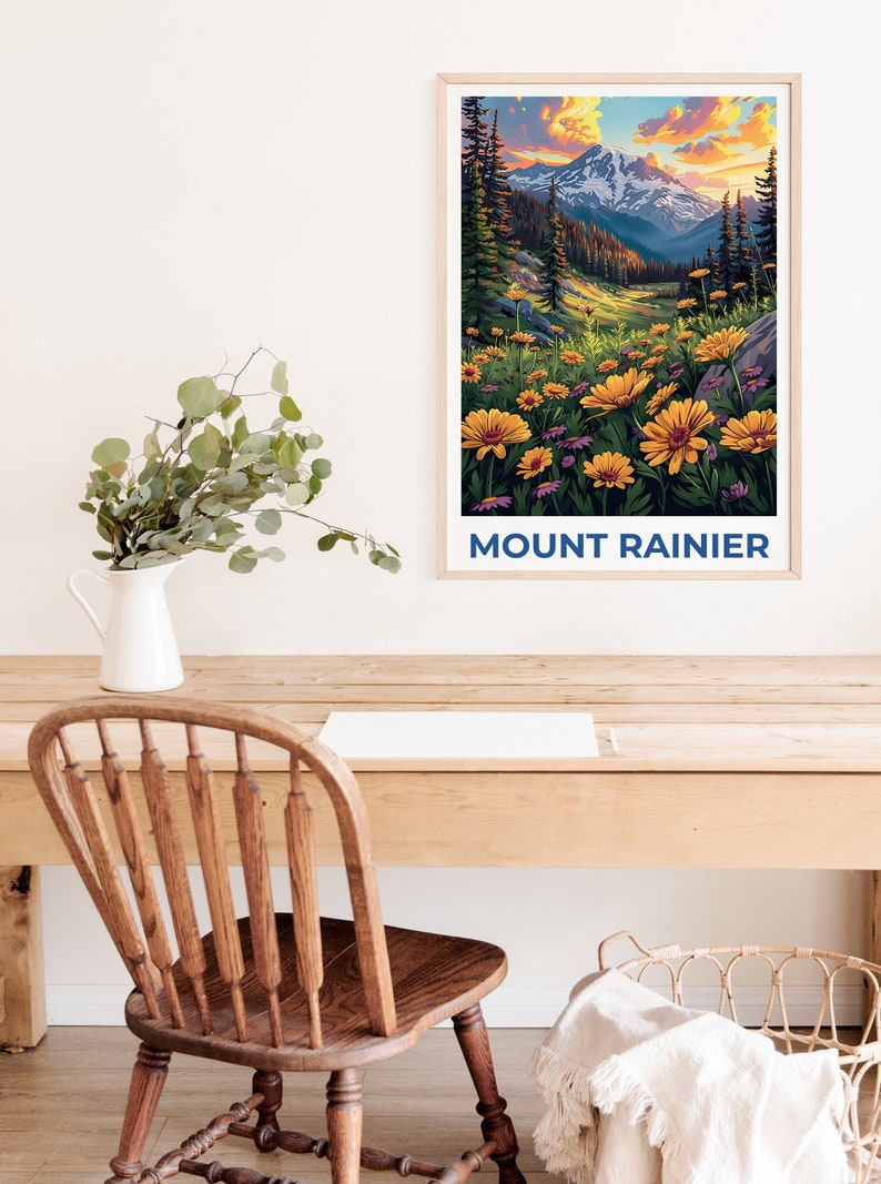 Affiche du mont Rainier, Impression du mont Rainier, Affiche de Washington, Affiche du parc national du mont Rainier, Impression de Washington