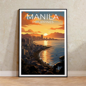 Manila Travel Print Philippines Poster Asia Wall Art City Skyline Illustration Manila Poster Home Decor Birthday Gift