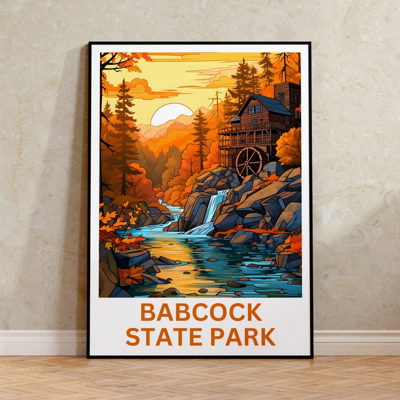 Babcock Travel Poster, West Virginia Wall Art, West Virginia Print, Babcock Poster, Creek Poster, Forest Poster, Wilderness Poster