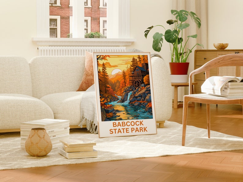 Babcock Travel Poster, West Virginia Wall Art, West Virginia Print, Babcock Poster, Creek Poster, Forest Poster, Wilderness Poster