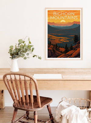 Bighorn Mountains Travel Poster, Wyoming Wall Art, Wyoming Print, Bighorn Mountains Poster, Wyoming Poster, Bighorn Mountains Print