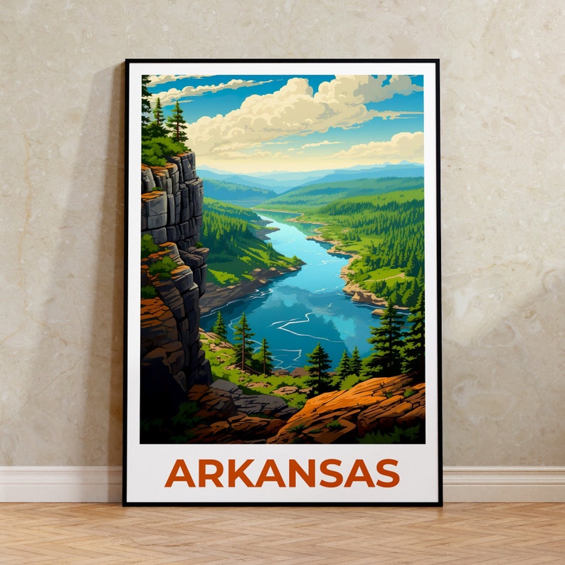Arkansas Poster, Arkansas Print, Ozarks Poster, Forest Print, Arkansas Travel Poster, Cliff Art, Arkansas Art