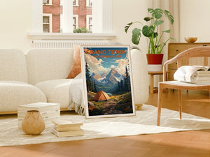Affiche de voyage Grand Teton, art mural du Wyoming, impression du Wyoming, affiche Grand Teton, affiche Wyoming, affiche nature, art Grand Teton