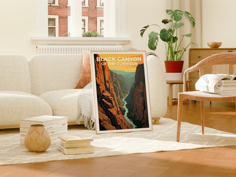 Affiche de voyage Black Canyon of the Gunnison, art mural du Colorado, impression du Colorado, affiche Black Canyon of the Gunnison, affiche du Colorado