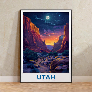 Capitol Reef National Park Travel Print  Utah Poster Canyon Wall Art National Park Illustration Capitol Reef Poster Home Decor Birthday Gift