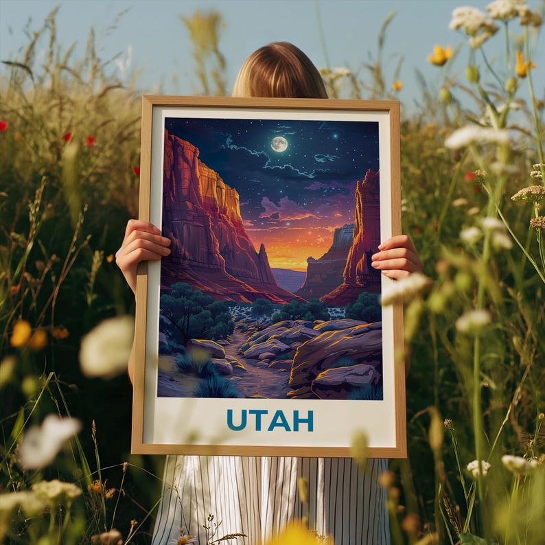 Capitol Reef National Park Travel Print  Utah Poster Canyon Wall Art National Park Illustration Capitol Reef Poster Home Decor Birthday Gift