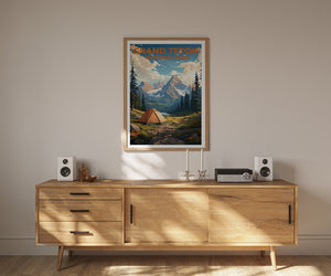 Affiche de voyage Grand Teton, art mural du Wyoming, impression du Wyoming, affiche Grand Teton, affiche Wyoming, affiche nature, art Grand Teton